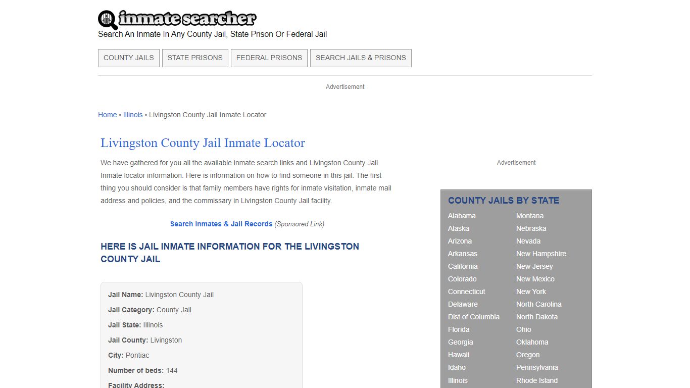 Livingston County Jail Inmate Locator - Inmate Searcher